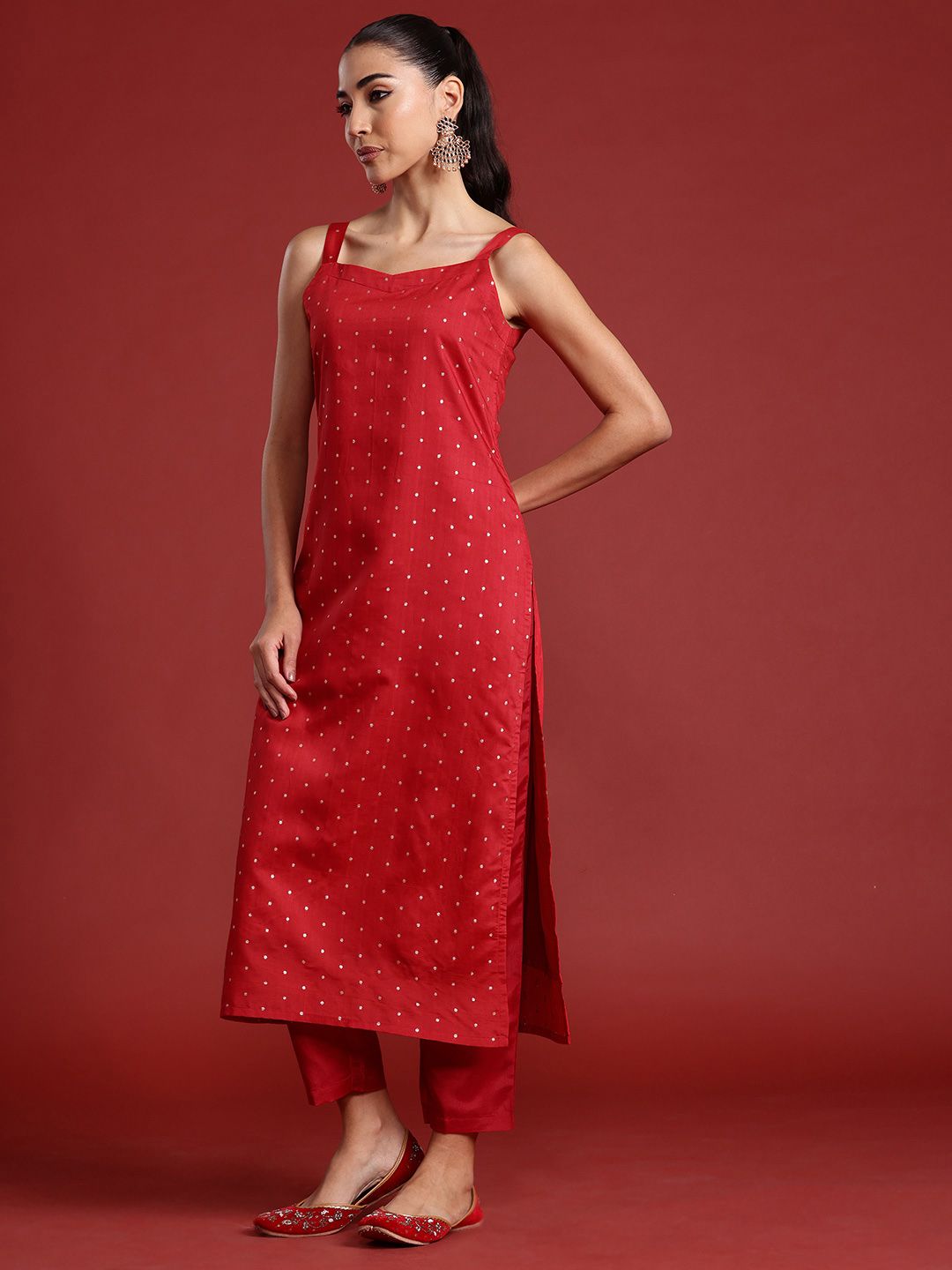 Dhiyona IE Zari Chanderi Silk Kurta With Trousers & Dupatta