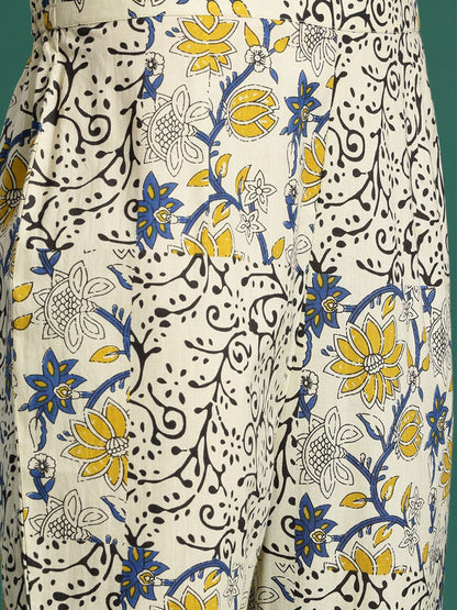 Dhiyona IE Floral Printed Pure Cotton Kurta with Trousers & With Dupatta