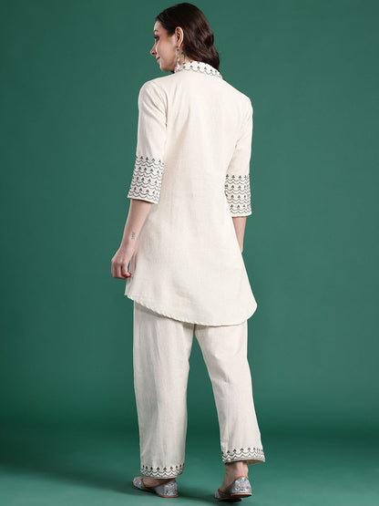 Dhiyona IE Ethnic Motifs Embroidered Thread Work Kurti with Trousers