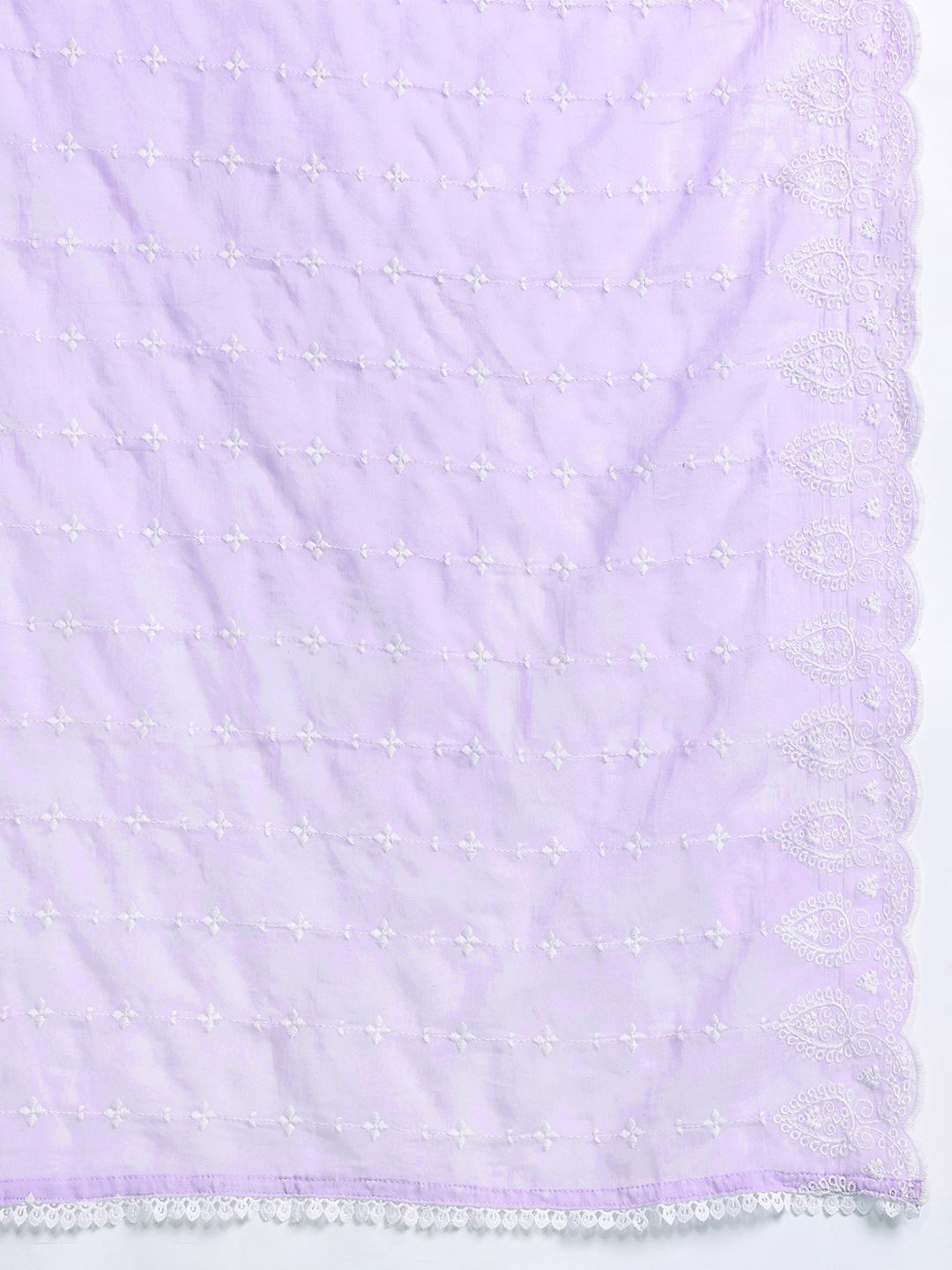 Floral Embroidered Thread Work Pure Cotton Kurta With Trousers & Dupatta