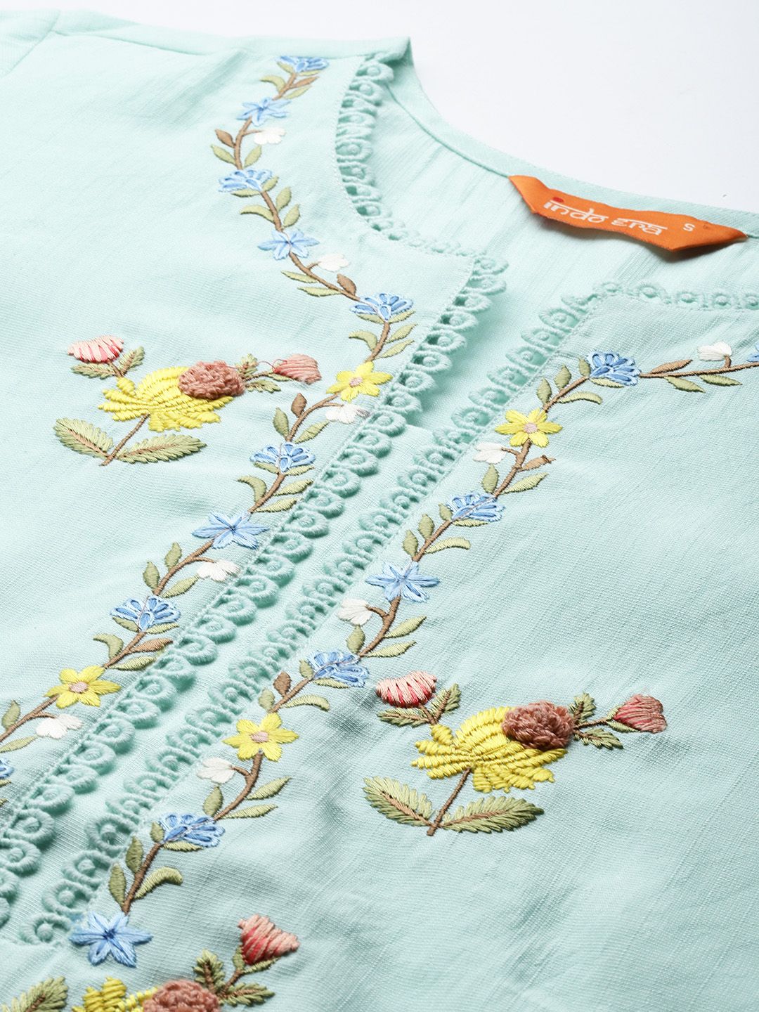 Dhiyona IE Floral Embroidered Thread Work Kurta with Trousers & With Dupatta