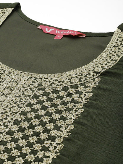 Dhiyona VA Women'sEthnic Motifs Yoke Design Kurta with Palazzos & Dupatta