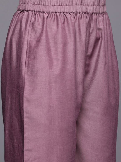 Dhiyona VA Women'sFloral Yoke Design Flared Sleeve Thread Work Straight Kurta With Trouser & Dupatta