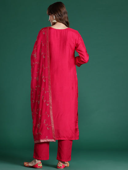 Ethnic Motifs Woven Design Zari Kurta with Trousers & With Dupatta