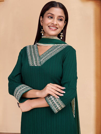Dhiyona PD Women Embroidered Kurta & Trousers With Dupatta