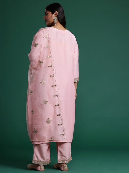 Dhiyona IE Embroidered Kurta with Trousers & Dupatta