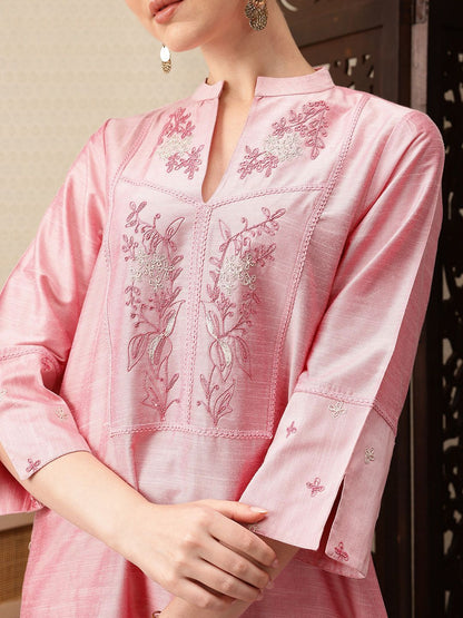 Dhiyona PD Women Floral Yoke Design Thread Work Jashn Kurta with Trousers & Dupatta