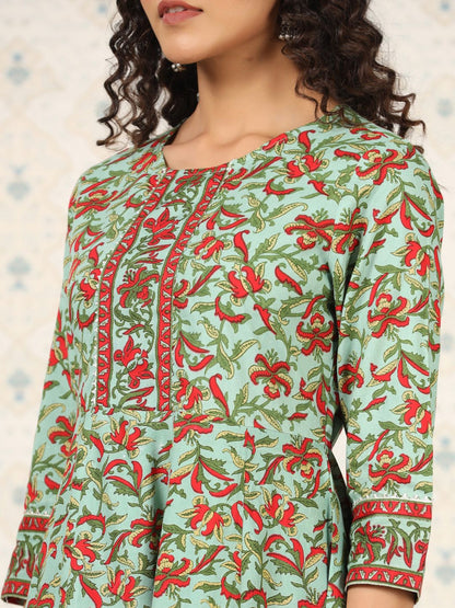 Dhiyona OD  Floral Printed Anarkali Kurta