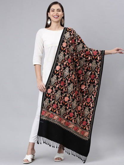Dhiyona PA Women Black Embroidered Shawl
