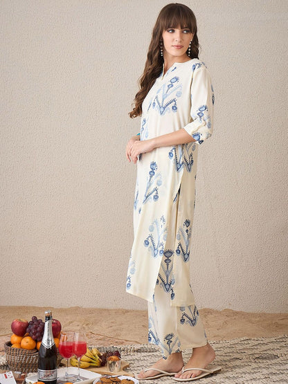 Dhiyona IE Printed Three-Quarter Sleeves Tunic With Palazzo