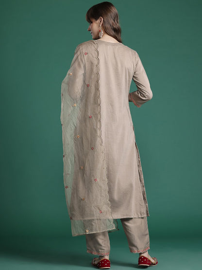 Ethnic Motifs Embroidered Kurta with Trousers & Dupatta