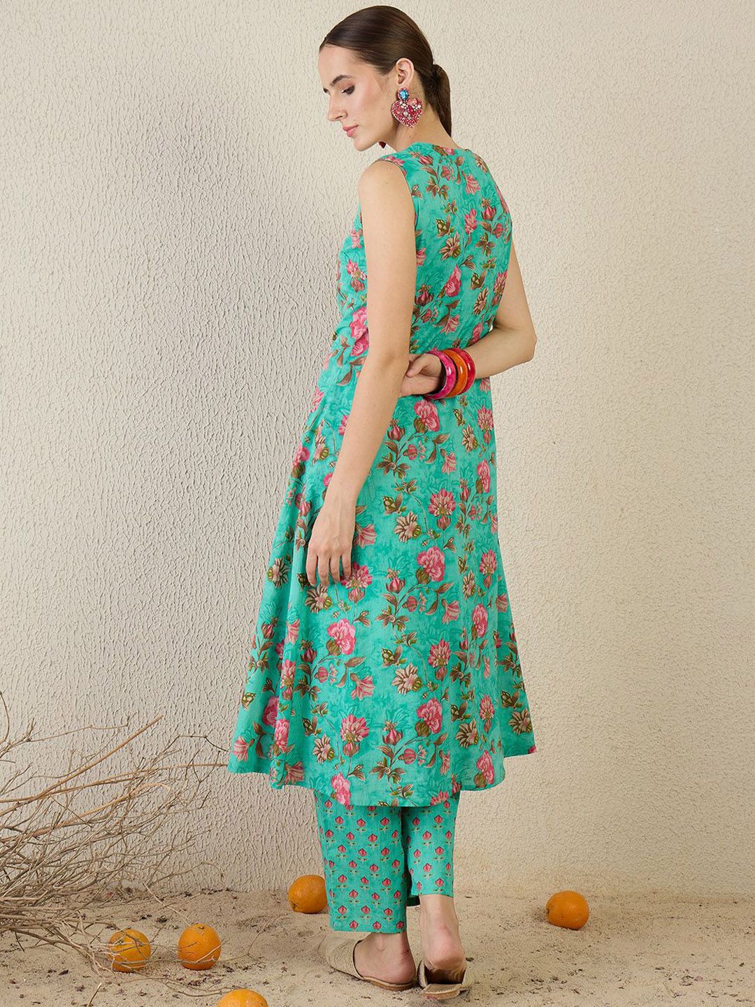 Dhiyona IE Printed Pure Cotton Tunic With Trousers Co-Ords