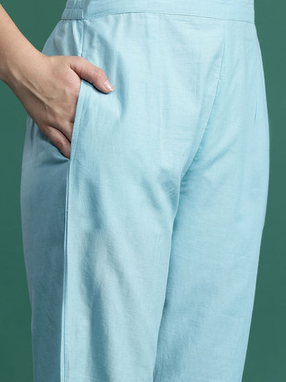 Dhiyona IE Floral Embroidered Thread Work Pure Cotton Kurta with Trousers & With Dupatta