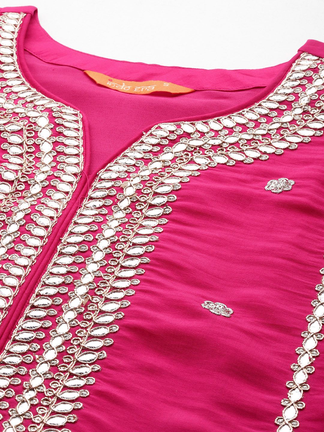 Dhiyona IE Ethnic Motifs Embroidered Panelled Gotta Patti Kurta with Trousers & With Dupatta