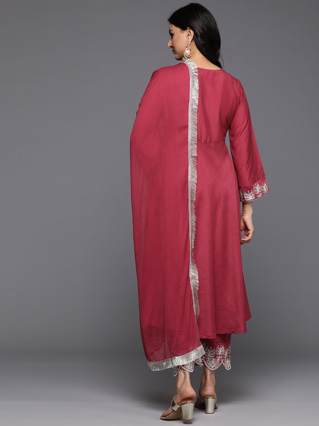 Dhiyona VA Women's Angrakha Kurta with Trousers & With Dupatta