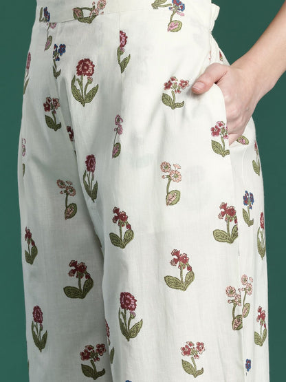 Floral Printed Pure Cotton A-Line Kurta with Palazzos