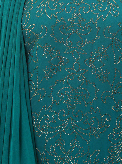 Dhiyona SO Women's Women Green Ethnic Motifs Kurti with Sharara & Dupatta
