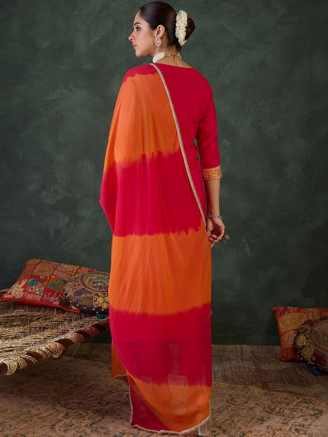 Women Ethnic Motifs Embroidered Regular Thread Work Kurta with Trousers & With Dupatta