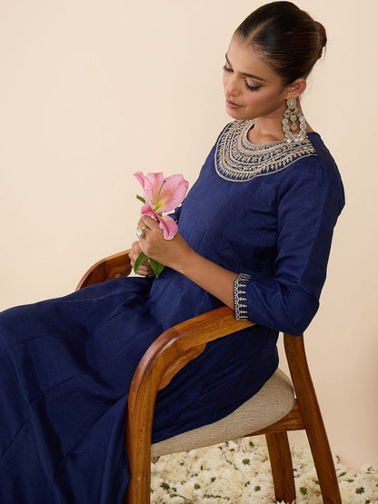 Women Ethnic Motifs Embroidered Regular Sequinned Kurta with Trousers