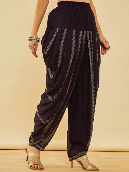Dhiyona SO Women's Ethnic Motifs Regular Beads and Stones Kurta with Dhoti Pant & With Dupatta