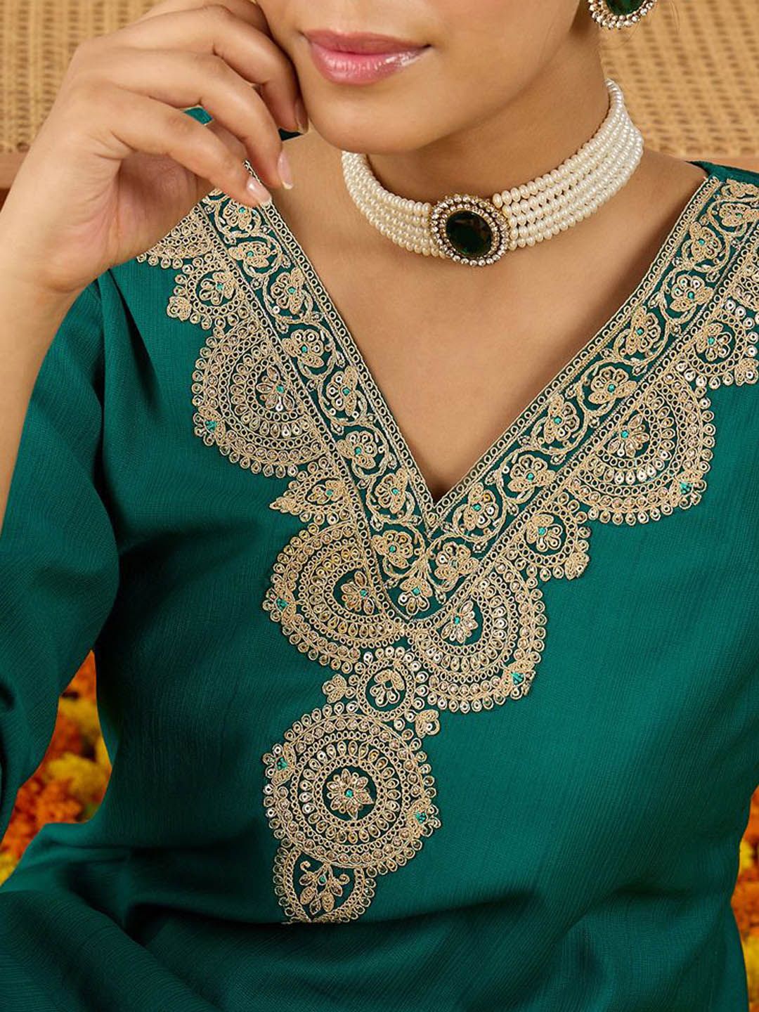 Dhiyona IE Embroidered Top With Trouser Co-Ords