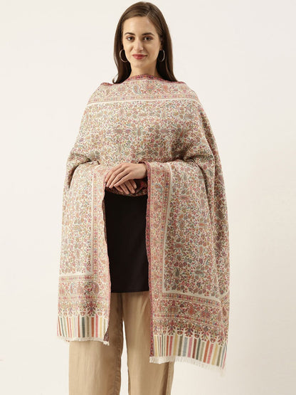 Dhiyona PA Women White Kaani Woven Shawl