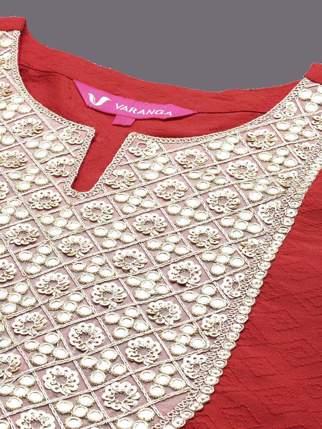 Dhiyona VA Women'sRegular Sequinned Straight Kurta with Trousers & With Dupatta