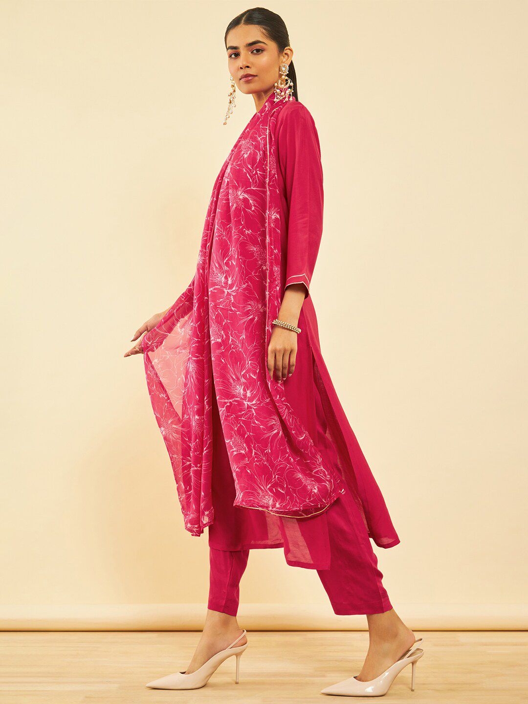 Dhiyona SO Women's Regular Gotta Patti Kurta with Trousers & Dupatta
