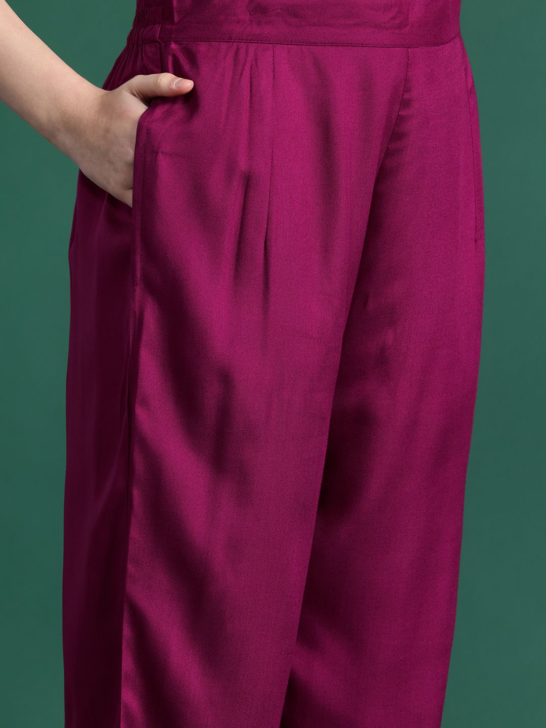 Embroidered Mirror Work Kurta With Trousers & Dupatta