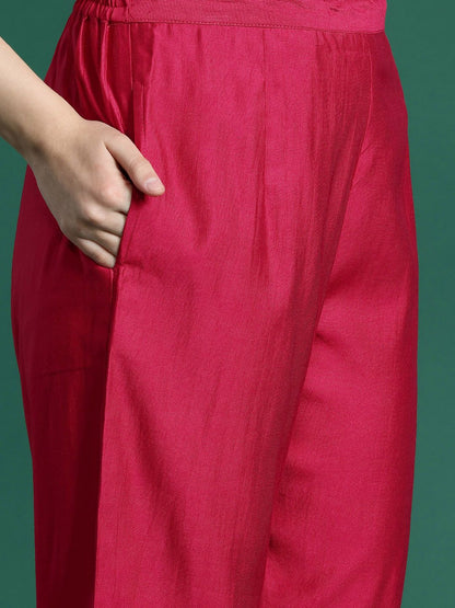 Dhiyona IE Women Ethnic Motifs Embroidered Regular Sequinned Liva Kurta with Trousers & With Dupatta