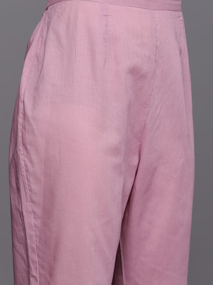 Floral Embroidered Regular Thread Work Pure Cotton Kurta With Trousers & Dupatta