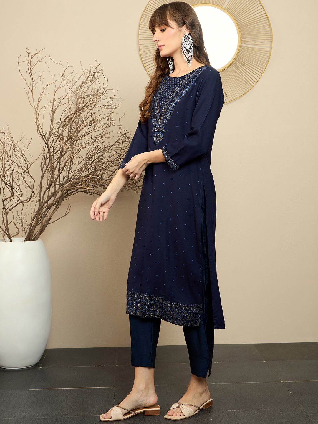 Dhiyona IE Pack of 2 Polka Dot Printed Straight Kurta