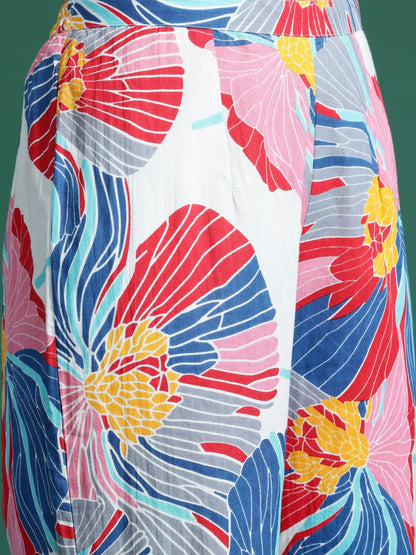 Dhiyona IE Floral Printed Pure Cotton Kurta with Trousers