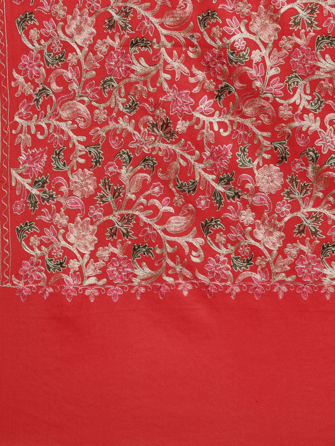 Dhiyona PA Women Red & Pink Nalki Embroidered Pure Woolen Shawl