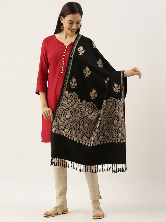 Dhiyona PA Ethnic Motifs Embroidered Shawl