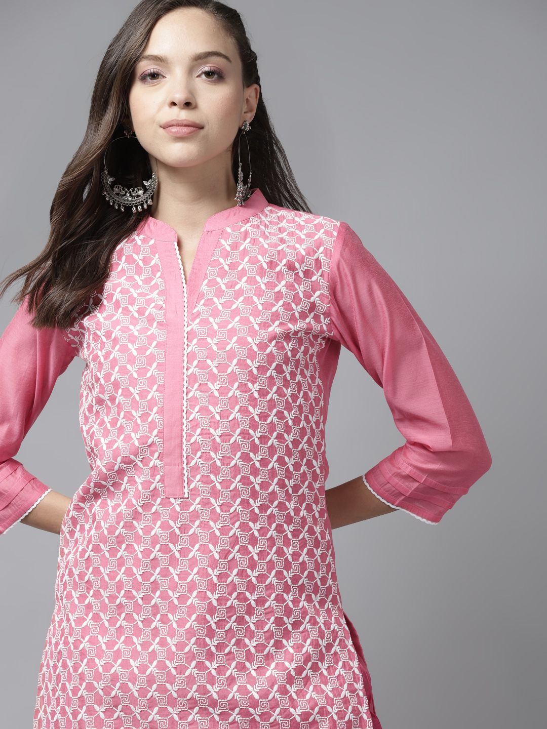 Dhiyona IE Women Pink Ethnic Motifs Embroidered Regular Kurta with Palazzos