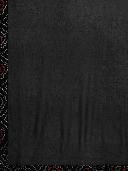 Women Black Bandhani Printed Pure Cotton Kurta with Palazzos & With Dupatta