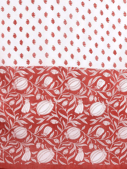 Dhiyona VA Women's Red Ethnic Motifs Printed Pure Cotton Kurta with Trousers & Dupatta