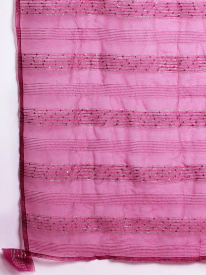 Yoke Design Mirror Work Kurta With Trousers & Dupatta