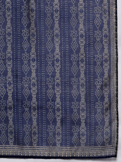 Dhiyona VA Women'sBandhani Printed Regular Mirror Work Kurta with Trousers & With Dupatta
