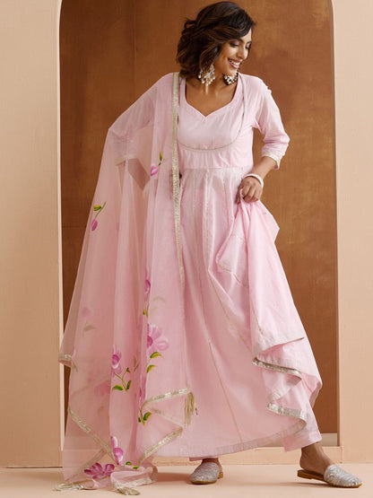 Dhiyona IS Women's Women Printed Regular Kurta with Trousers & With Dupatta