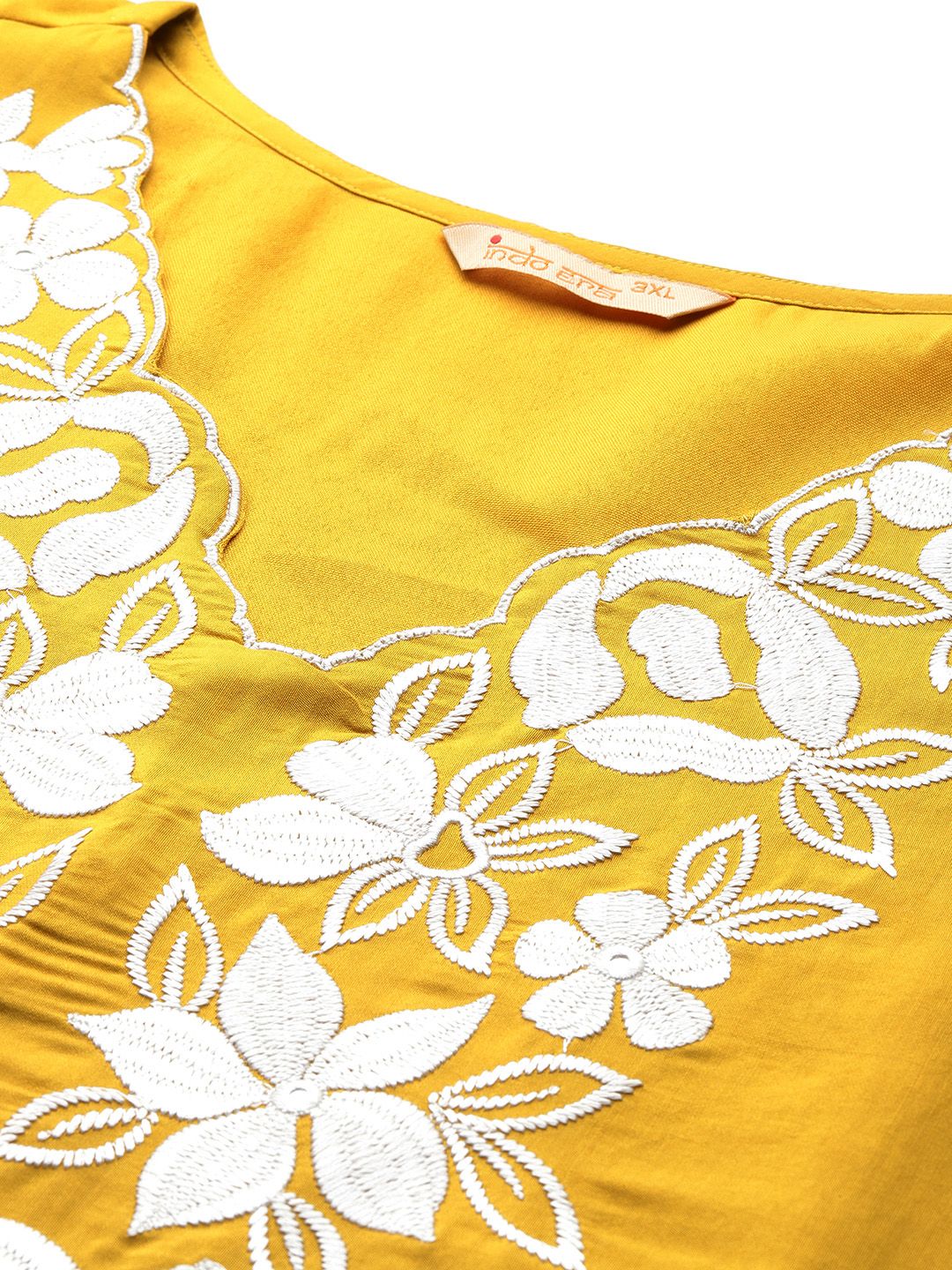 Dhiyona IE Plus Size Floral Embroidered Thread Work Kurta with Trousers & With Dupatta