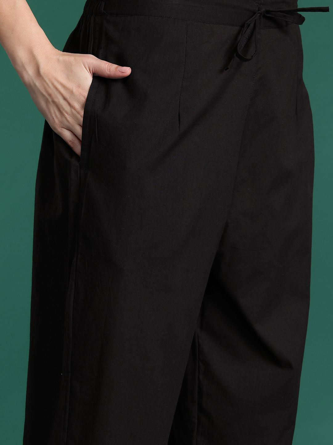 Dhiyona IE Ethnic Motifs Printed Mirror Work Pure Cotton Kurta with Trousers & With Dupatta