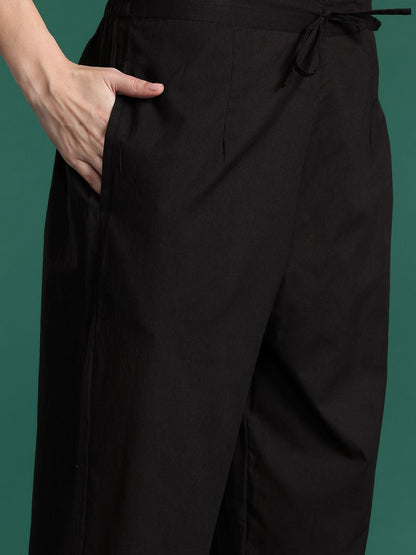 Dhiyona IE Ethnic Motifs Printed Mirror Work Pure Cotton Kurta with Trousers & With Dupatta