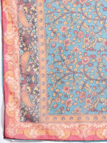 Ethnic Motifs Embroidered Sequinned Liva Kurta With Trousers & Dupatta