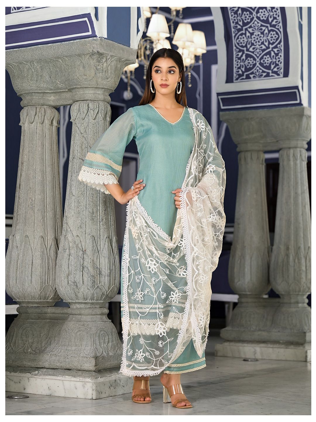 Dhiyona VA Women'sRegular Kurta with Trousers & Dupatta