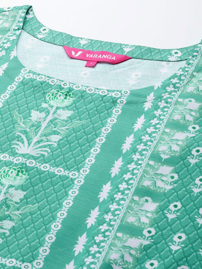 Dhiyona VA Women's Floral Printed Regular Kurta with Trousers