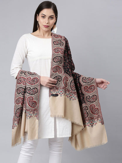 Dhiyona PA Women Black Floral Printed Shawl