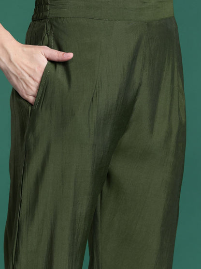 Dhiyona IE Ethnic Motifs Embroidered Sequinned Kurta with Trousers & Dupatta