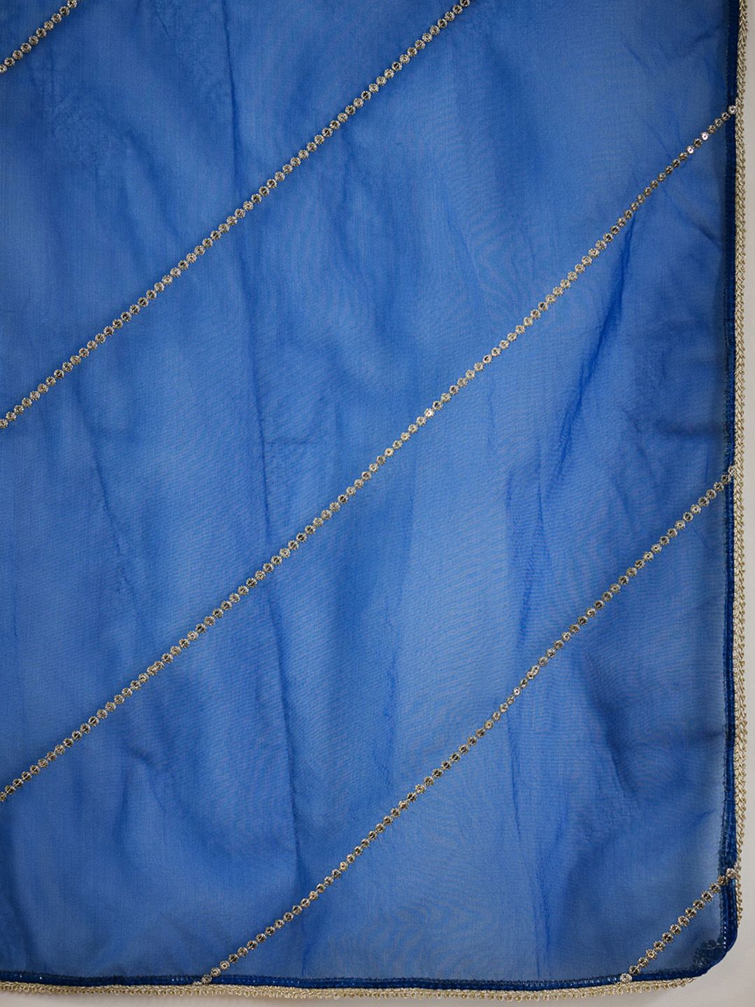 V Neck Floral Yoke Design Zardozi Straight Kurta with Trouser & Dupatta